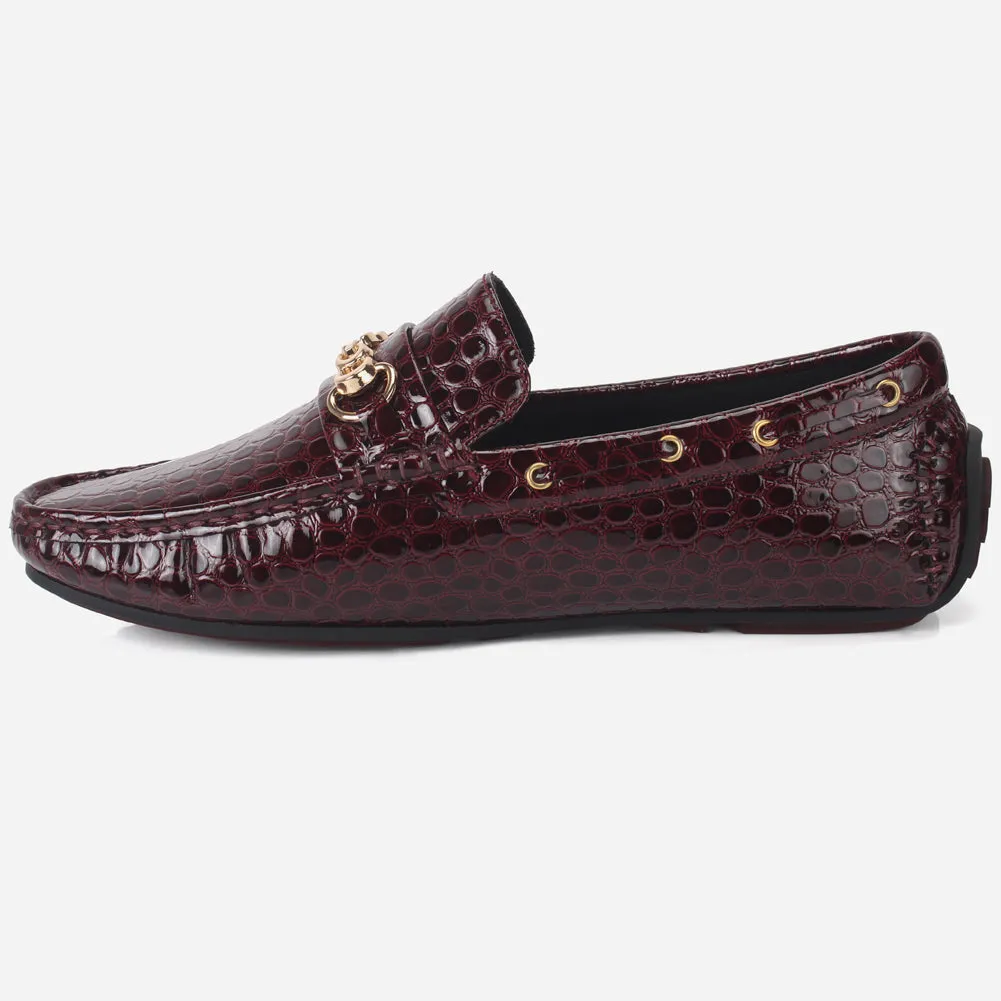 Men "HOLA" Textured Slip Ons Moccasin