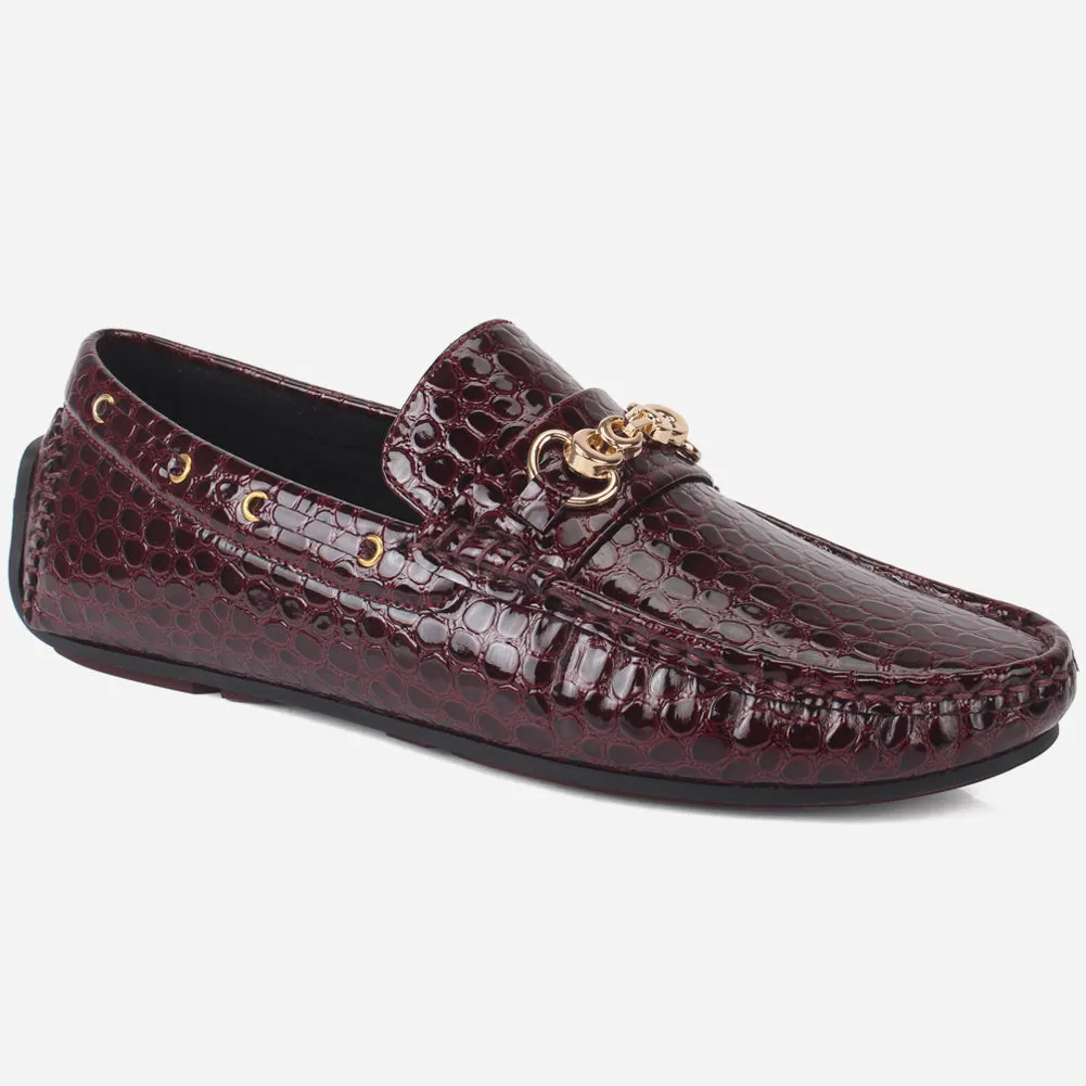 Men "HOLA" Textured Slip Ons Moccasin