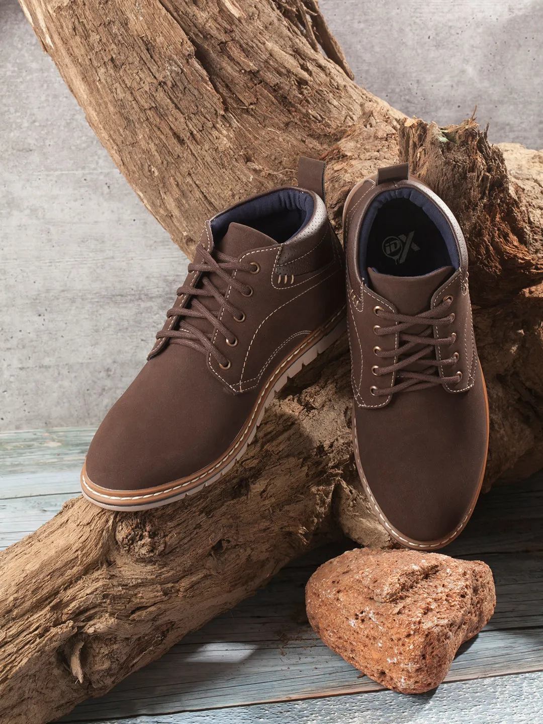 Men's Brown Suede Smart Casual Ankle Boot Lace Up (IX3035)