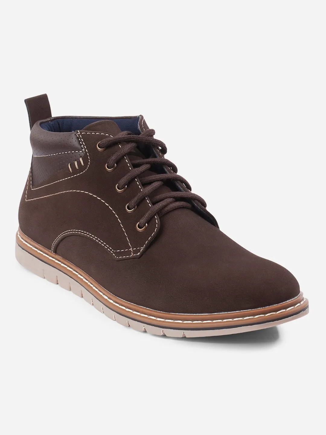 Men's Brown Suede Smart Casual Ankle Boot Lace Up (IX3035)