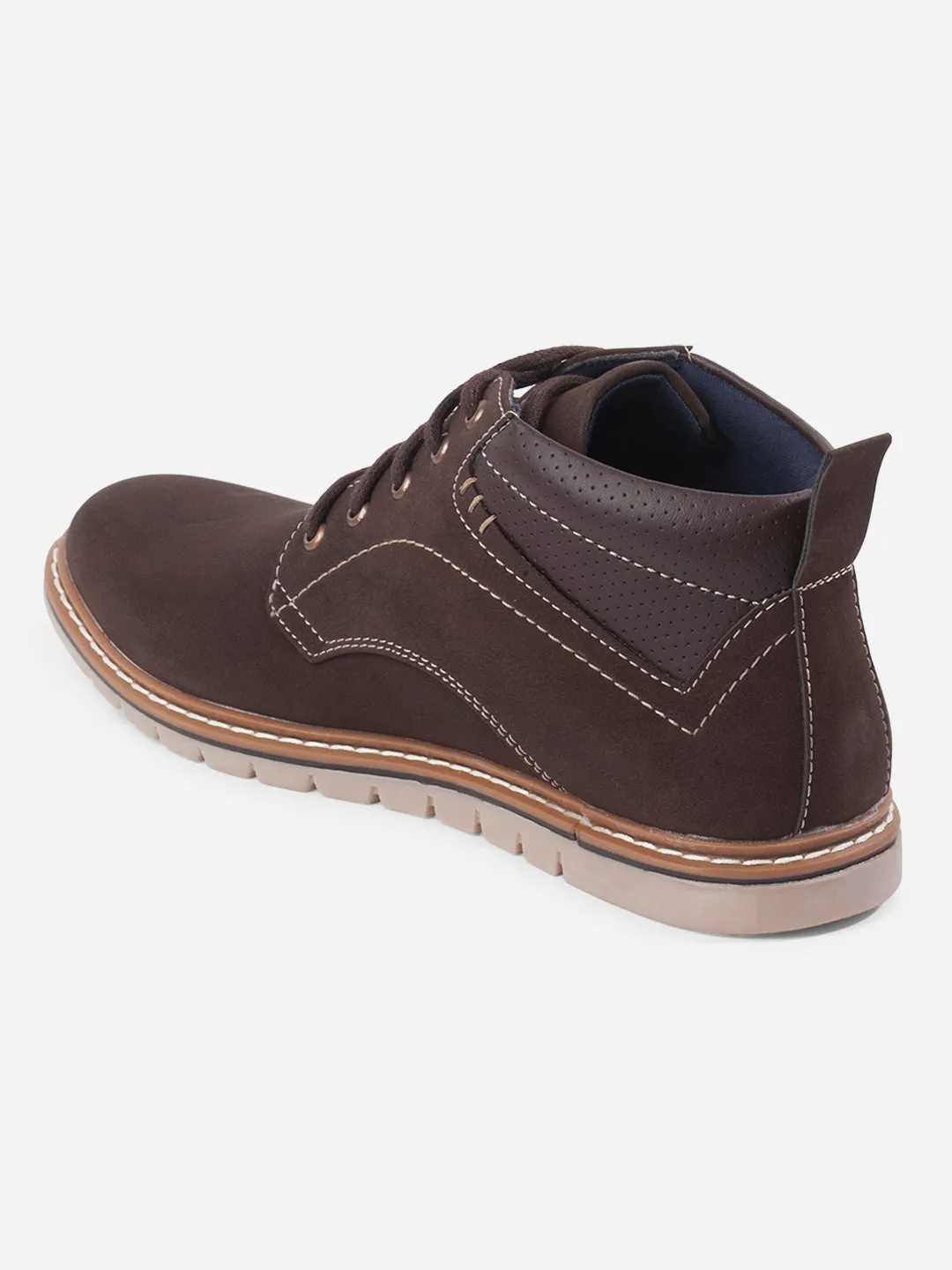 Men's Brown Suede Smart Casual Ankle Boot Lace Up (IX3035)