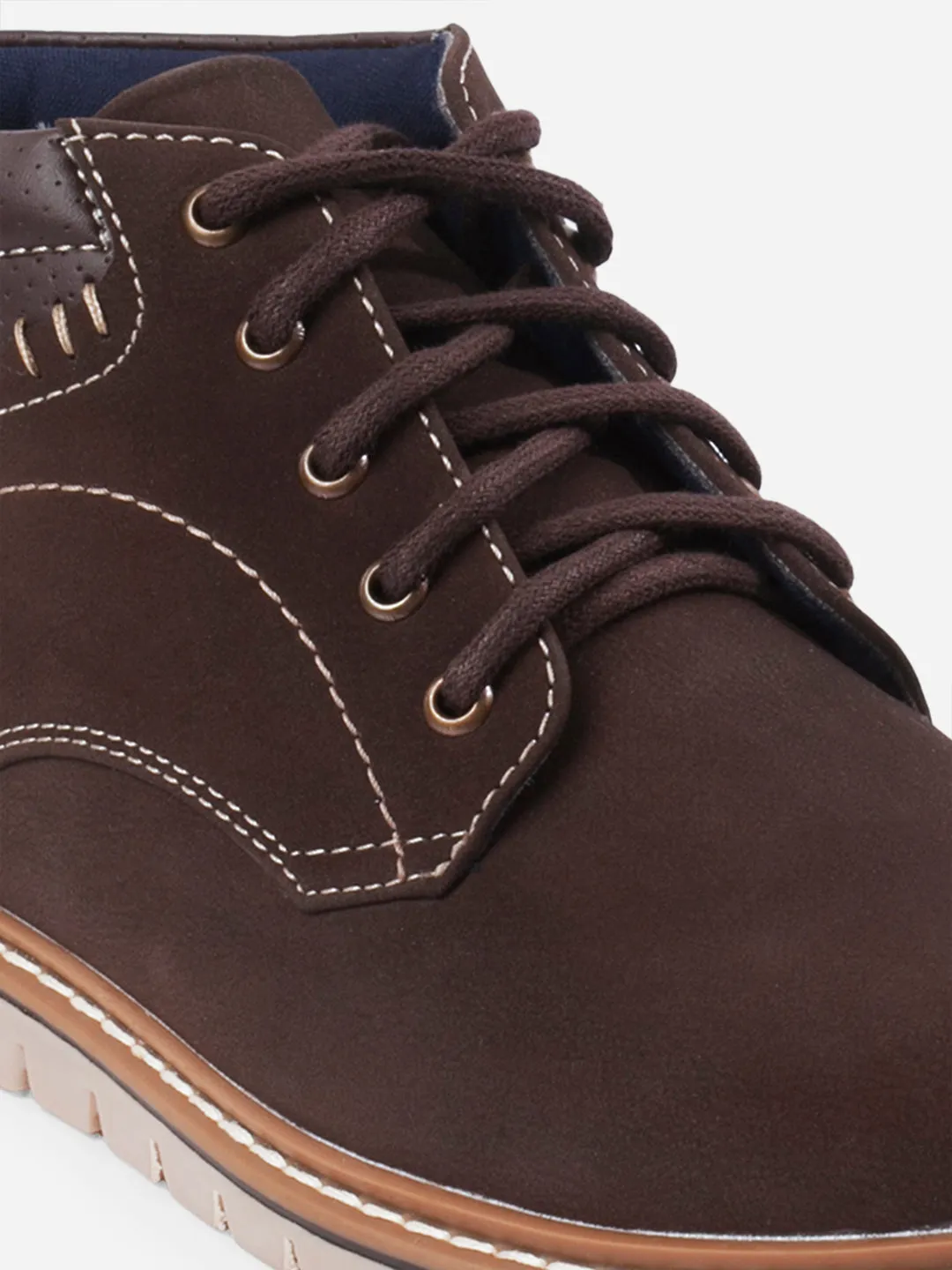Men's Brown Suede Smart Casual Ankle Boot Lace Up (IX3035)