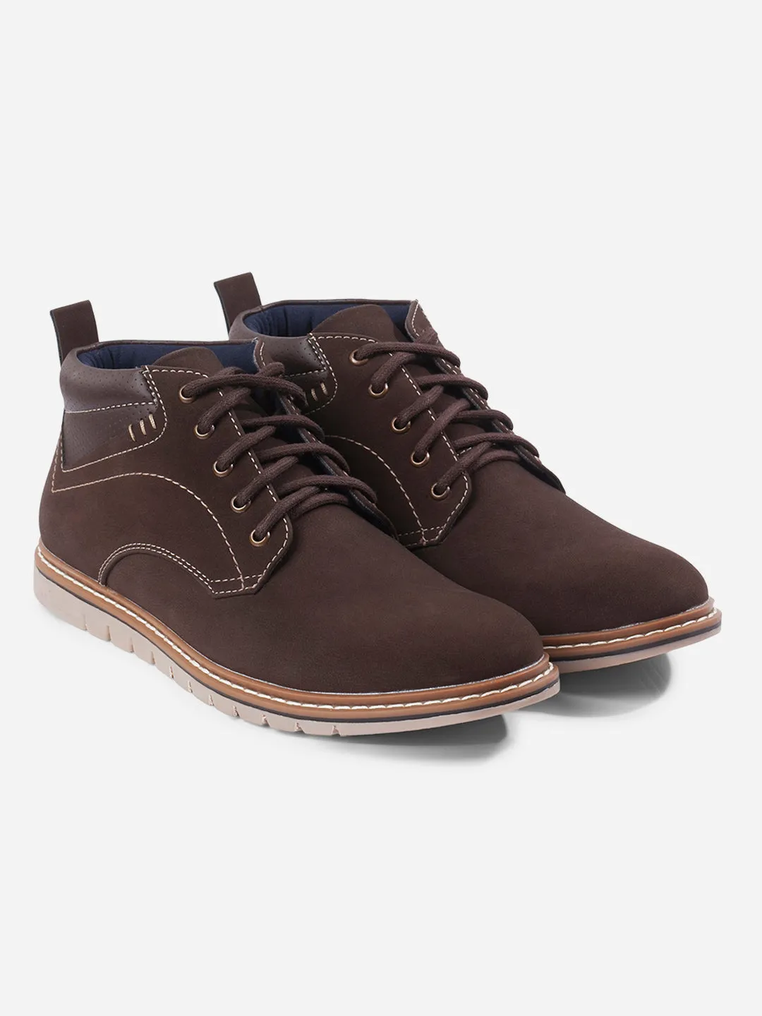 Men's Brown Suede Smart Casual Ankle Boot Lace Up (IX3035)