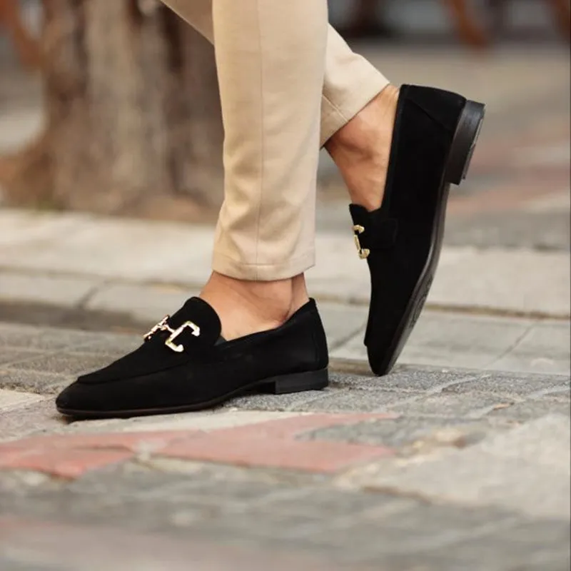 Men's Suede Loafers with Horsebit Detail