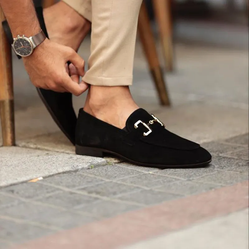 Men's Suede Loafers with Horsebit Detail
