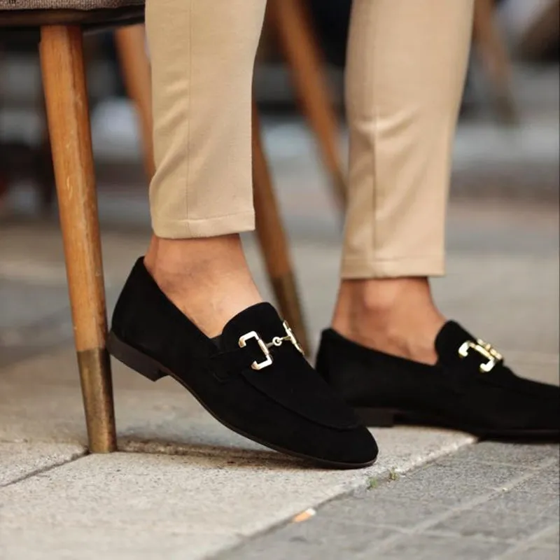 Men's Suede Loafers with Horsebit Detail