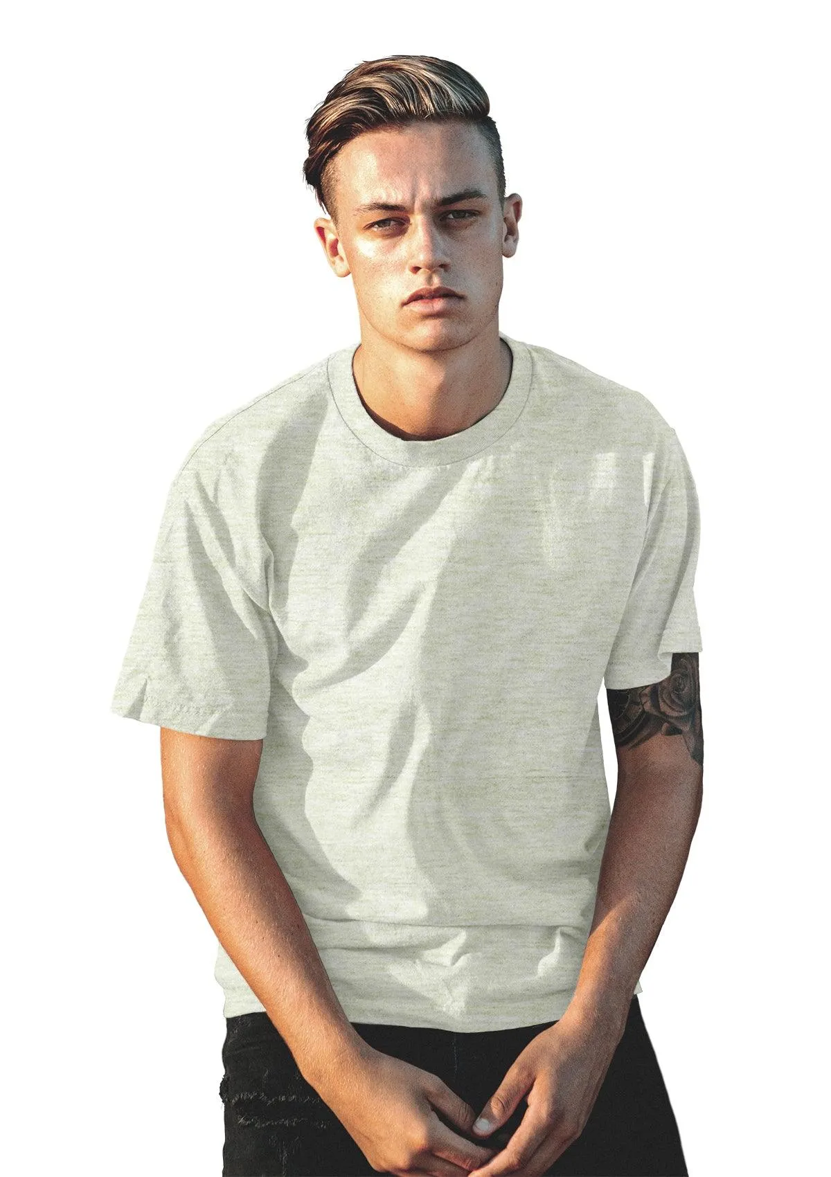 Men’s Triblend Oatmeal White Crew Neck T-Shirt