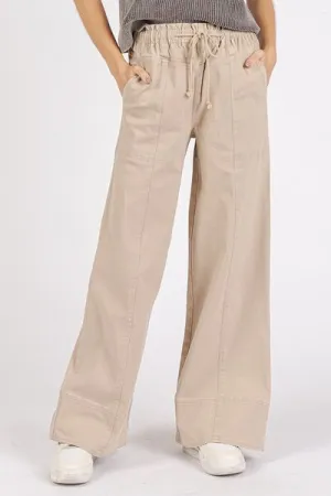 Mineral Wash Stone Wide Leg Pants