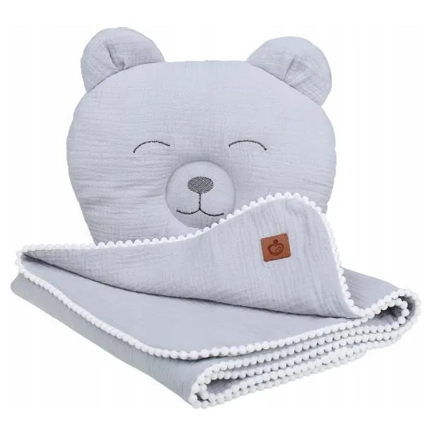 Muslin Baby Blanket Breathable Swaddle Wrap Newborn Teddy Grey