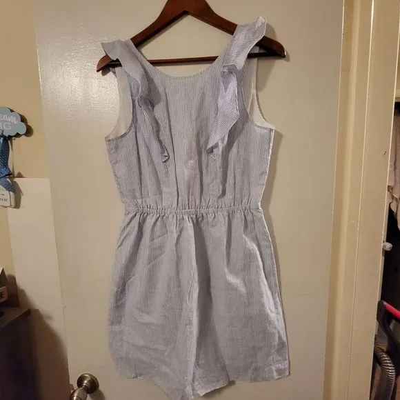 NEW J.Crew Linen Striped Ruffle Sleeve Dress