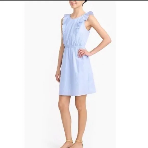 NEW J.Crew Linen Striped Ruffle Sleeve Dress