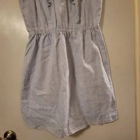 NEW J.Crew Linen Striped Ruffle Sleeve Dress
