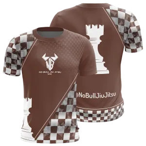 Noble Brands Jiu Jitsu BJJ Rash Guard Men’s Bjj No GI MMA Ranked Short Sleeve Compression Rash Guards - Brown Belt Rook Chess Piece Design