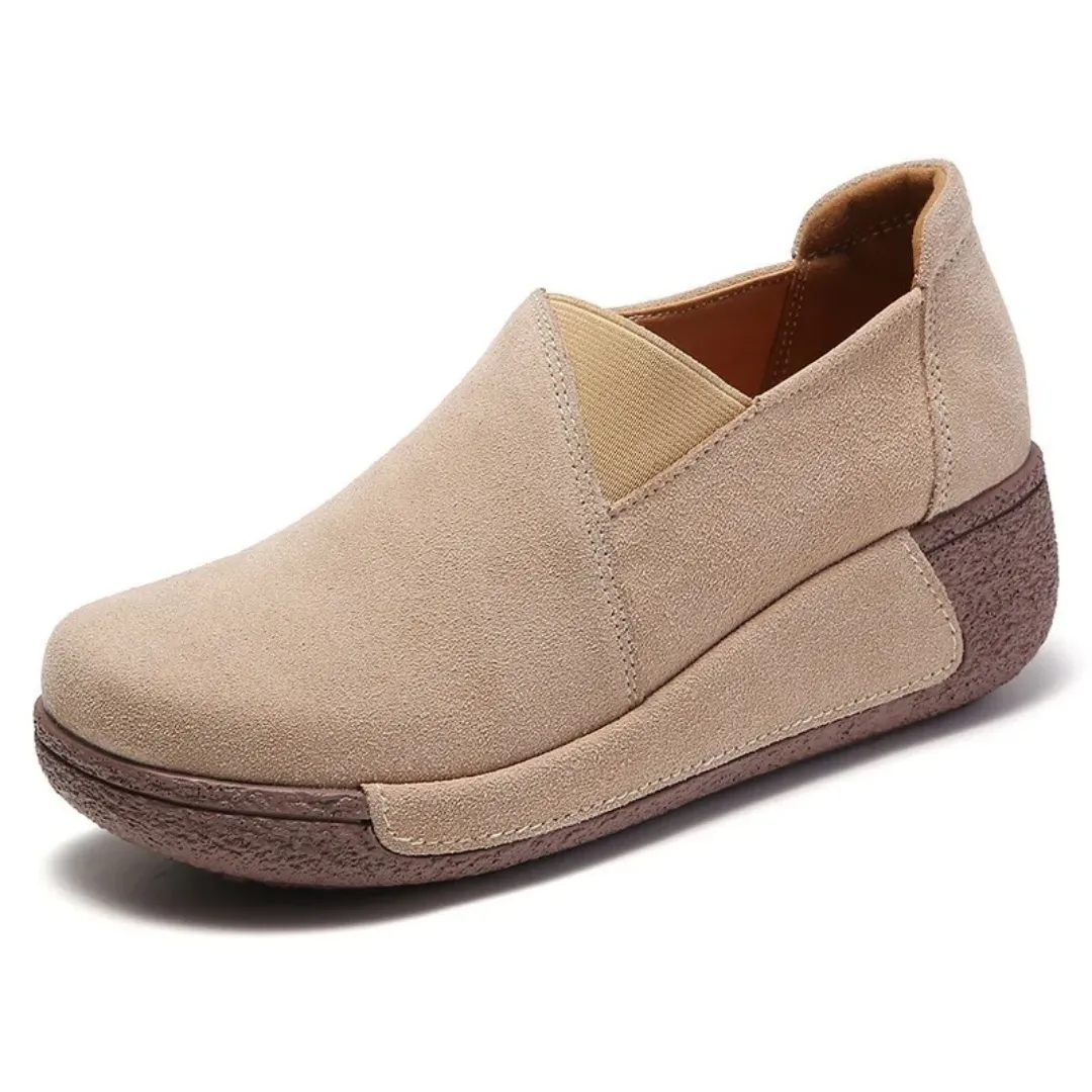 OCW Orthopedic Women Shoes Suede Leather Comfortable Wedge Loafers