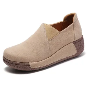 OCW Orthopedic Women Shoes Suede Leather Comfortable Wedge Loafers