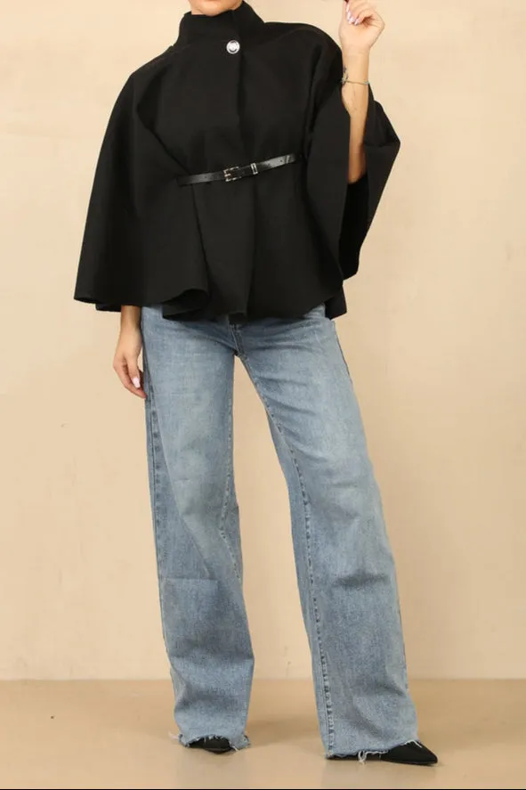 Olivia Belted Cape Coat