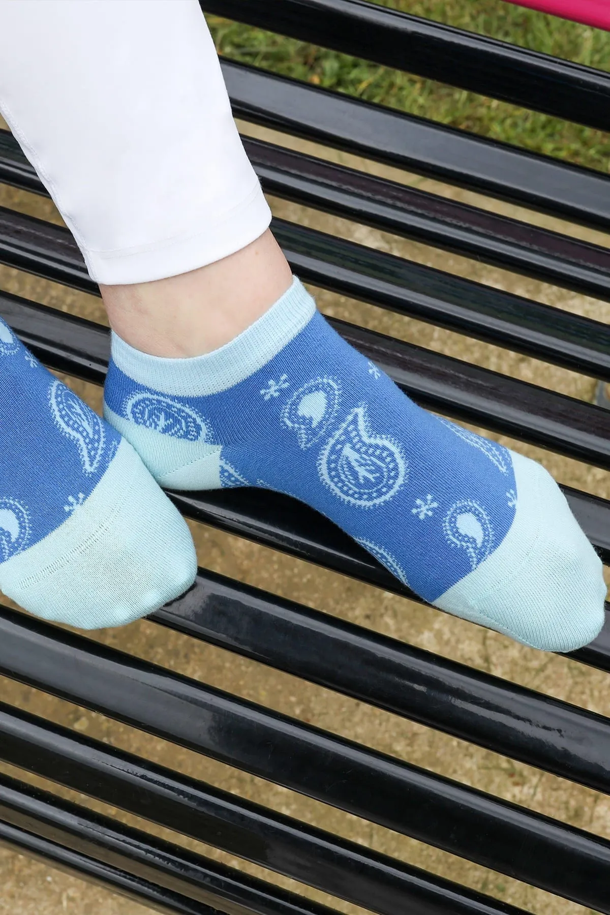 Paisley Women's Organic Cotton Trainer Socks | Blue