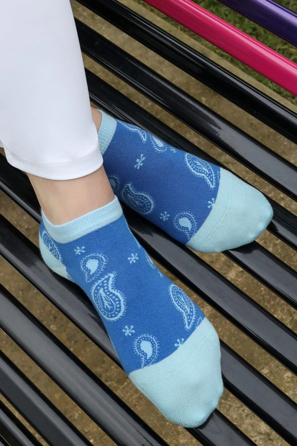Paisley Women's Organic Cotton Trainer Socks | Blue