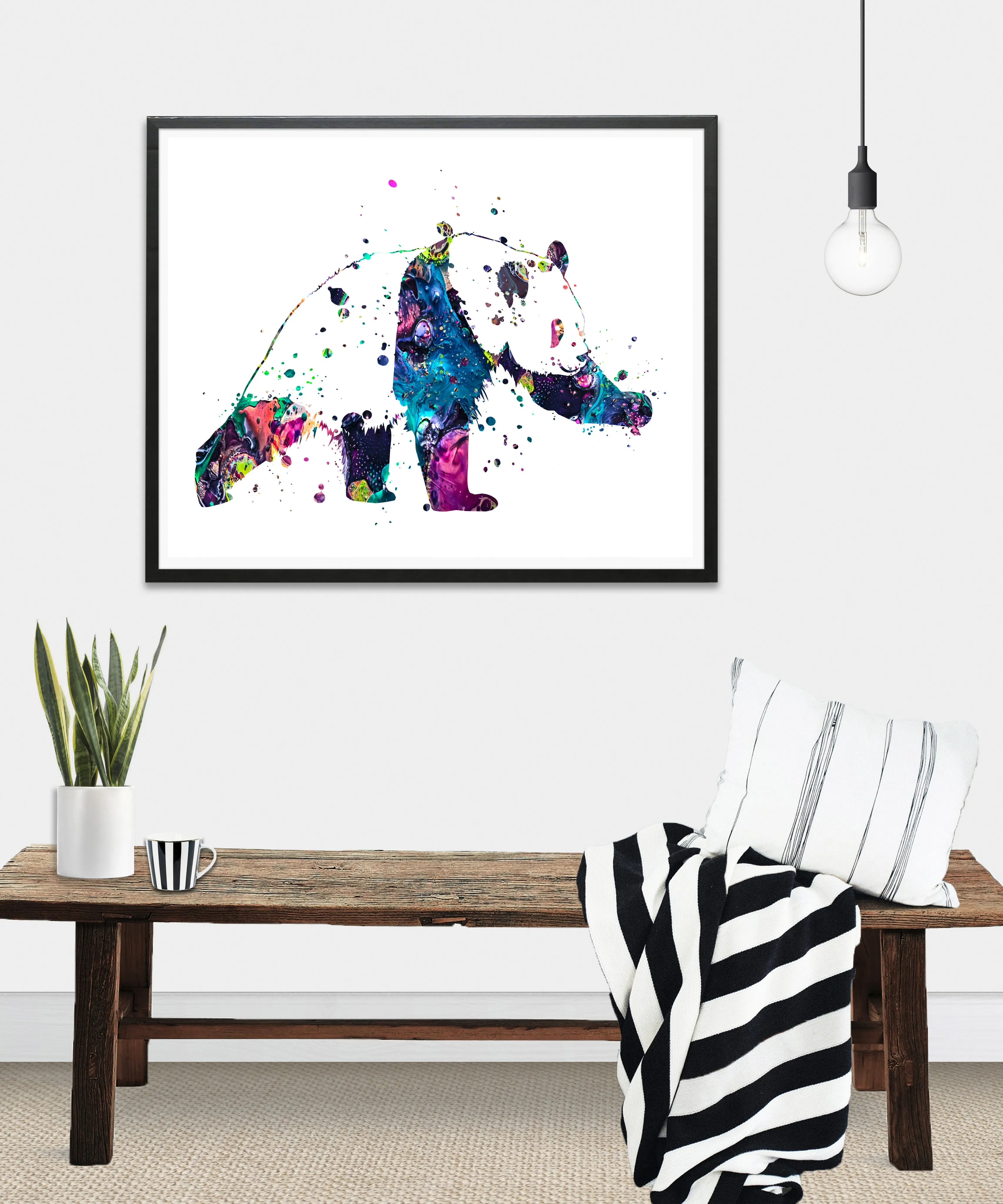 Panda Watercolor Art Print - Unframed