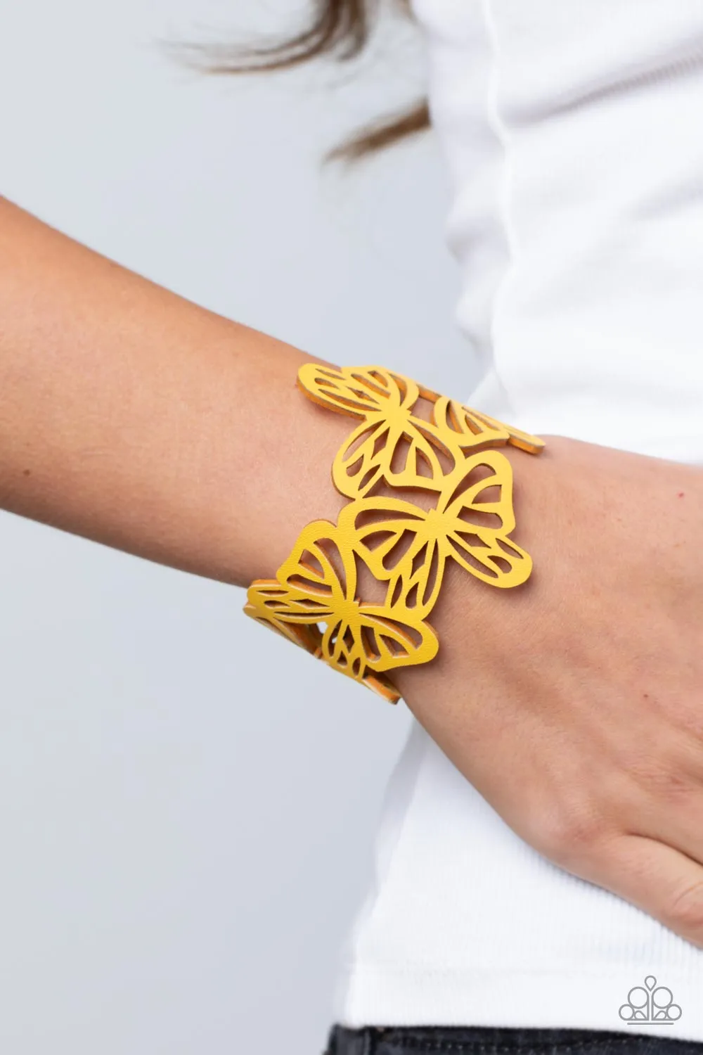 Paparazzi Butterfly Breeze - Yellow Wrap Bracelet