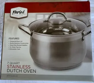 Parini 7 Qt Stainless Dutch Oven with Glass Lid