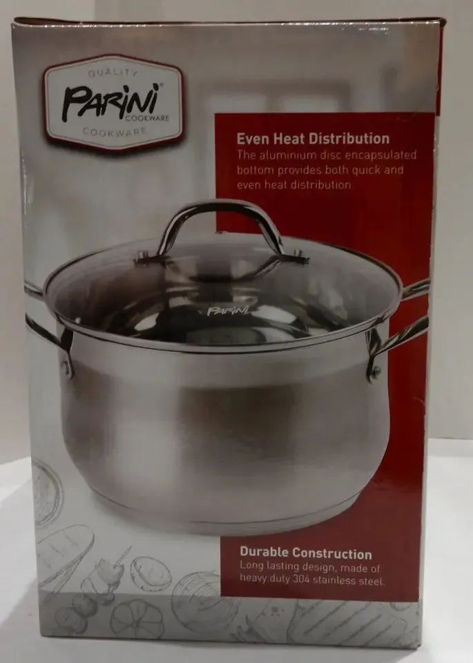 Parini 7 Qt Stainless Dutch Oven with Glass Lid
