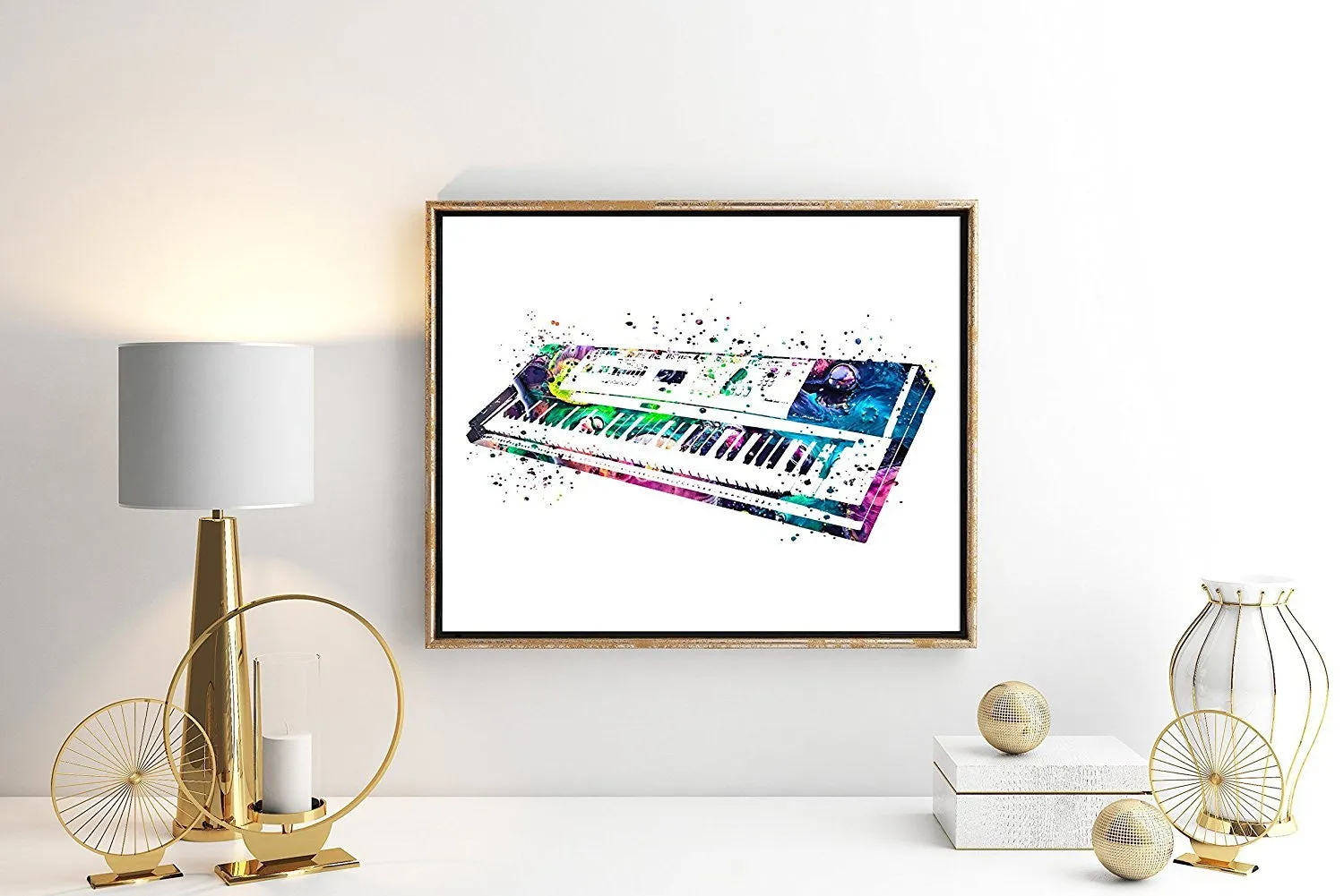 Piano Keyboard Watercolor Art Print - Unframed
