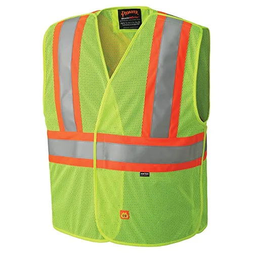 Pioneer FR High Visibility Breathable Tear-Away Safety Vest, Adjustable Size