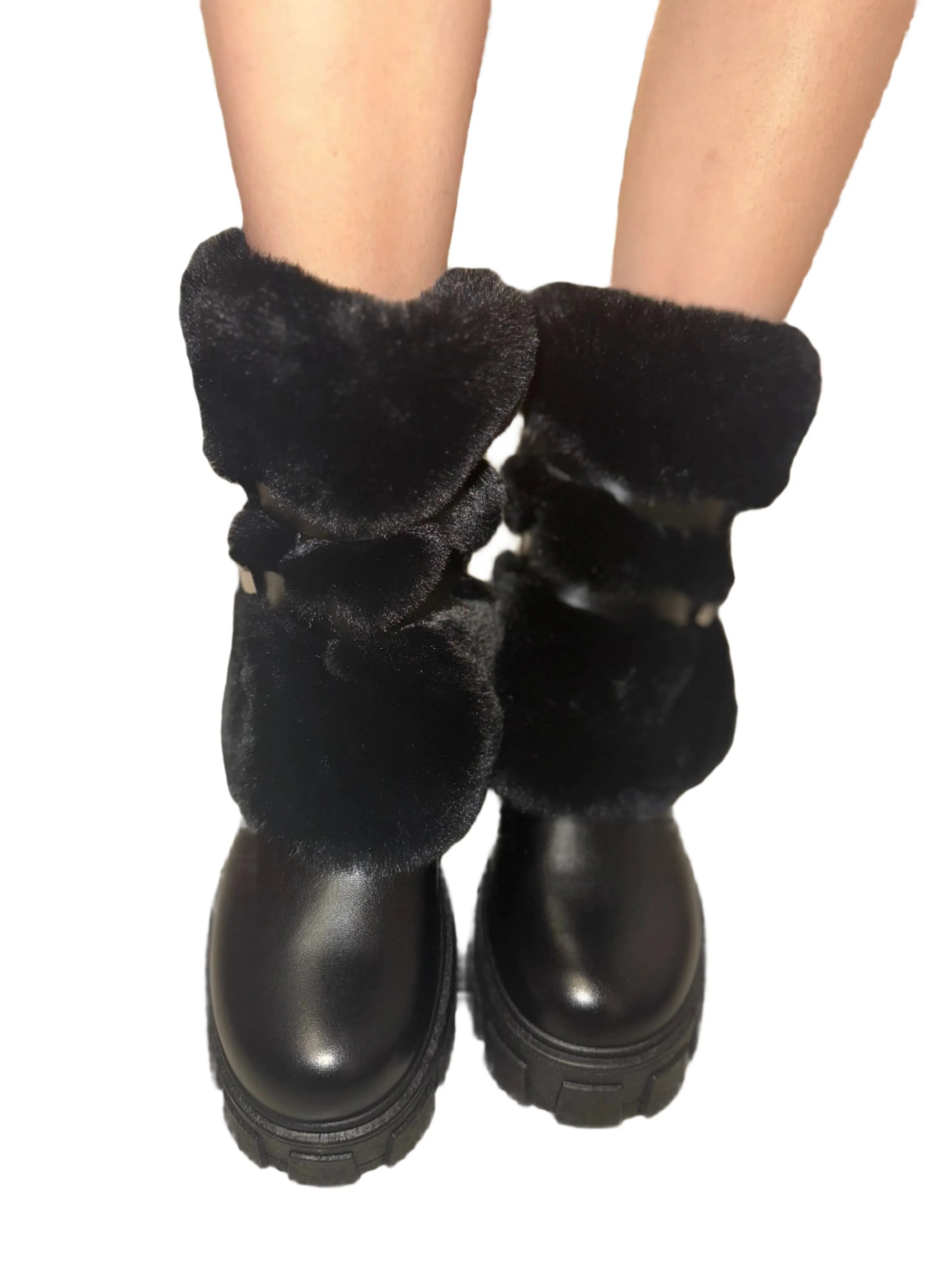 PLATFORM BOOT WITH FUZZY DETAIL PREMO-13