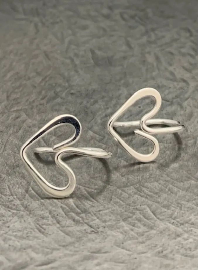 Reflections in Silver Heart Earrings