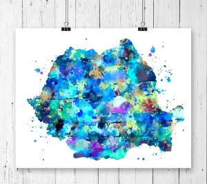 Romania Map Art Print - Unframed