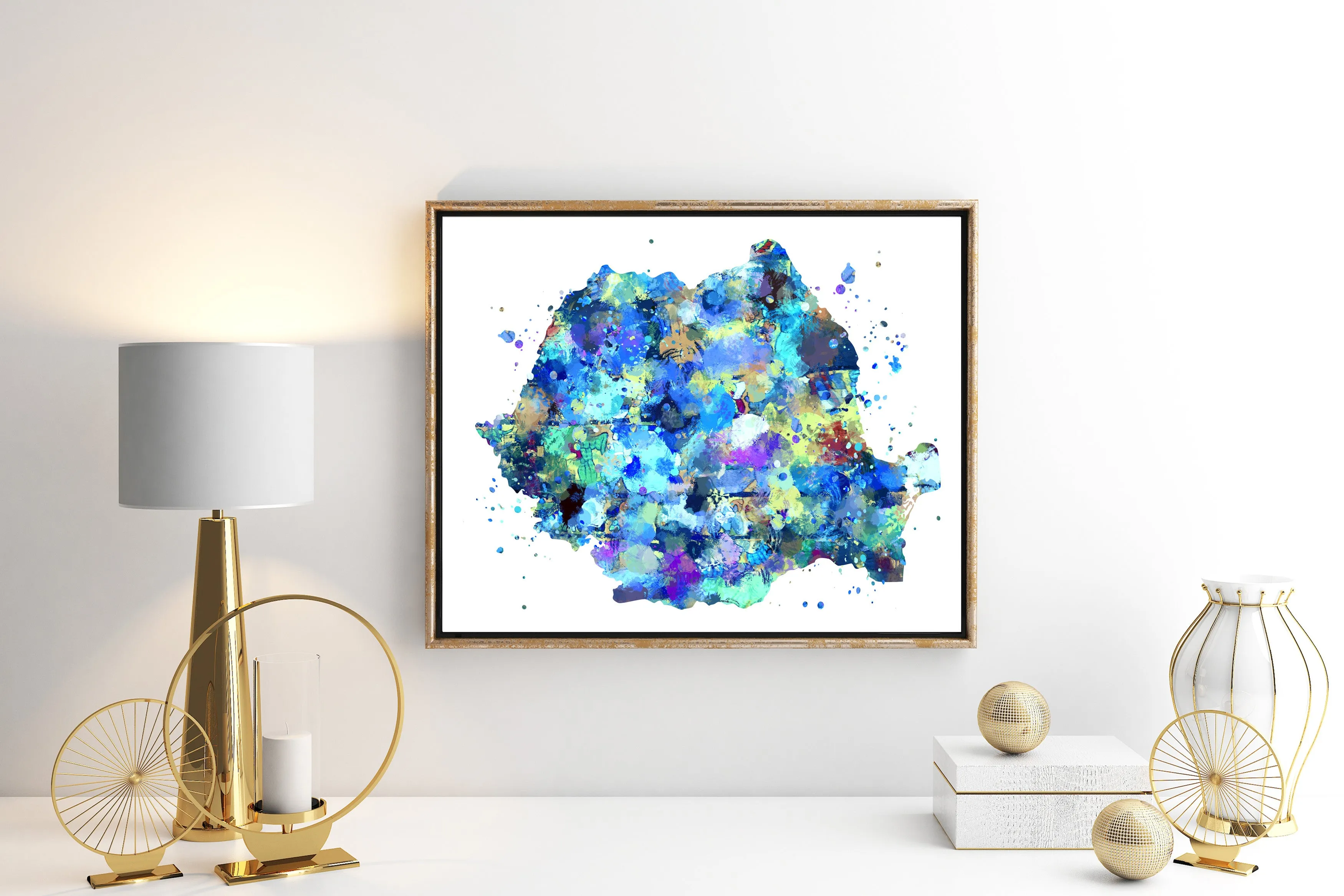 Romania Map Art Print - Unframed