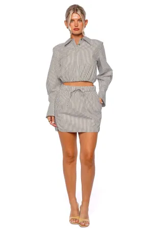 Shiori Striped Cotton Mini Skirt