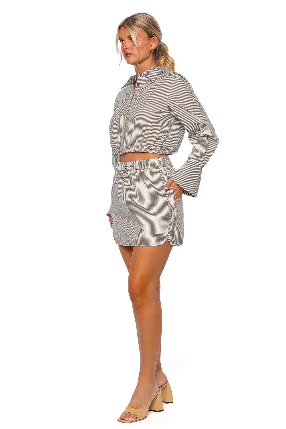 Shiori Striped Cotton Mini Skirt