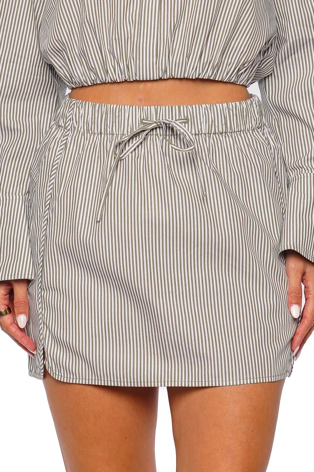 Shiori Striped Cotton Mini Skirt