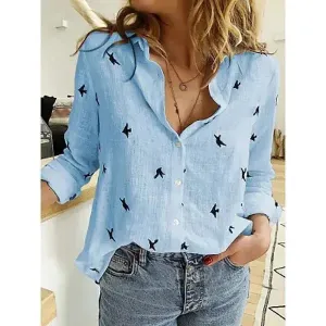 Shirt women's spring summer linen tops for women pure women's casual long-sleeved linen shirt top