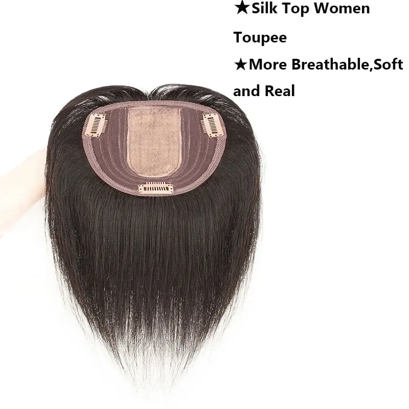 Silk Base Top Real Human Hair Extension With Thin Breathable Blonde Hair Toppers
