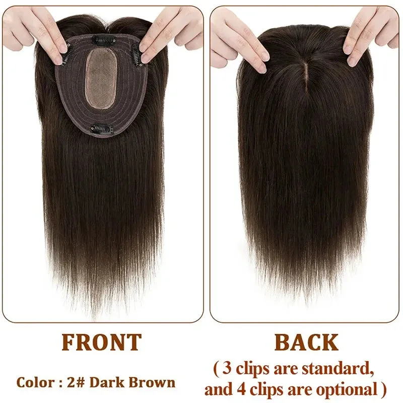 Silk Base Top Real Human Hair Extension With Thin Breathable Blonde Hair Toppers
