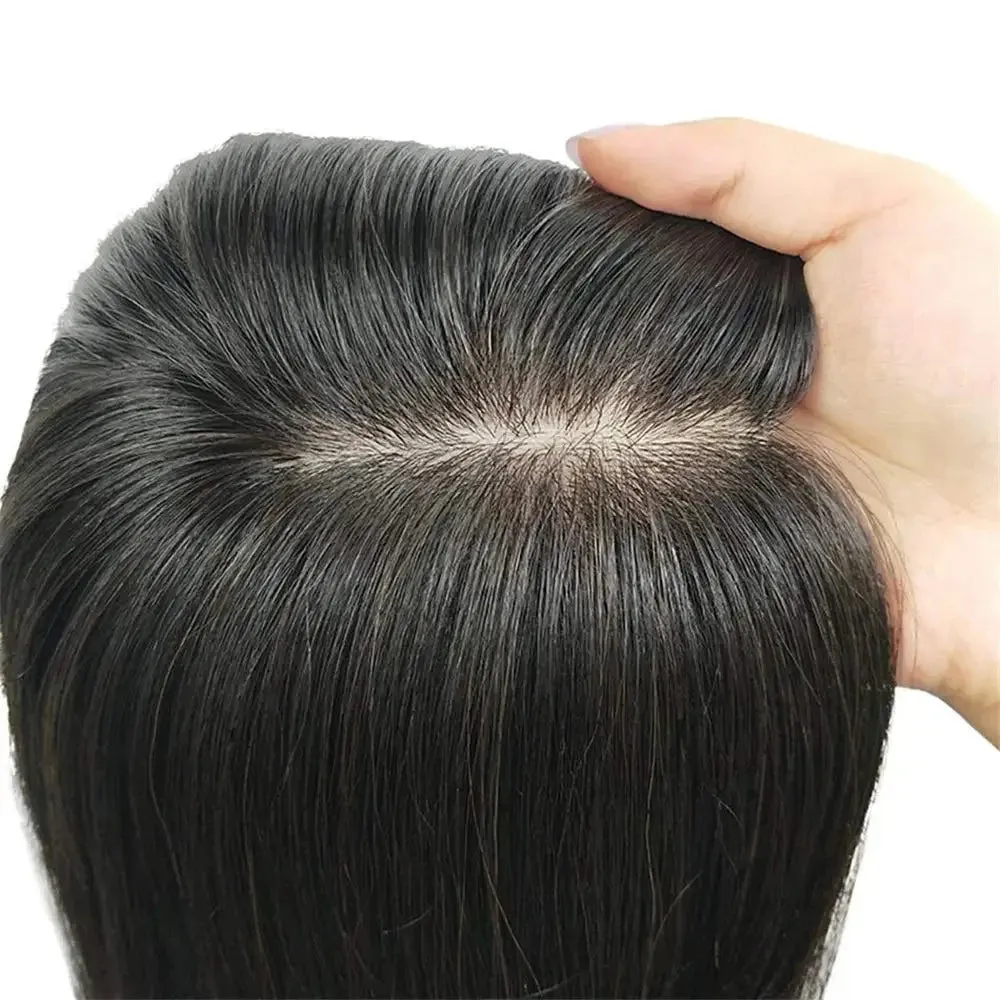 Silk Base Top Real Human Hair Extension With Thin Breathable Blonde Hair Toppers