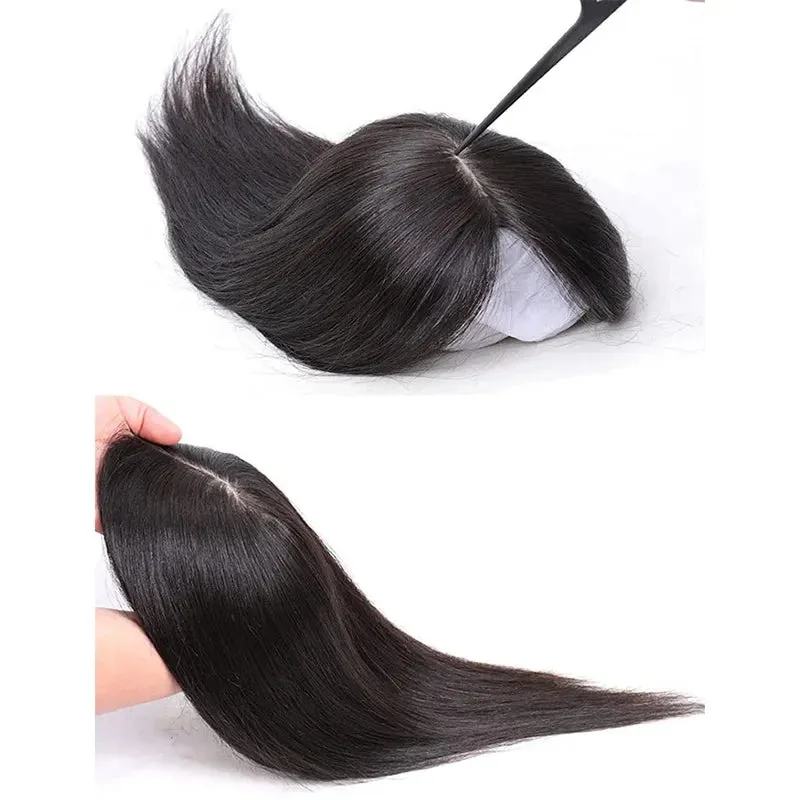 Silk Base Top Real Human Hair Extension With Thin Breathable Blonde Hair Toppers