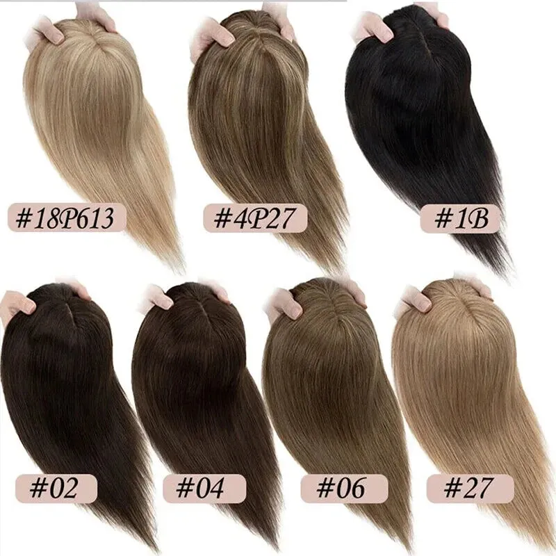Silk Base Top Real Human Hair Extension With Thin Breathable Blonde Hair Toppers