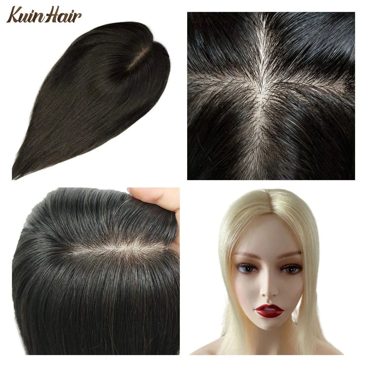Silk Base Top Real Human Hair Extension With Thin Breathable Blonde Hair Toppers