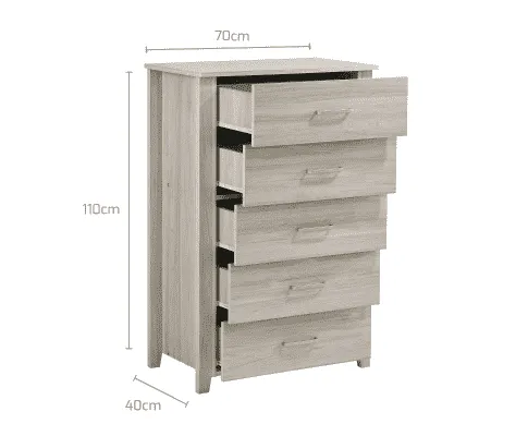 Six Chest Of Drawers Tallboy - White Oak
