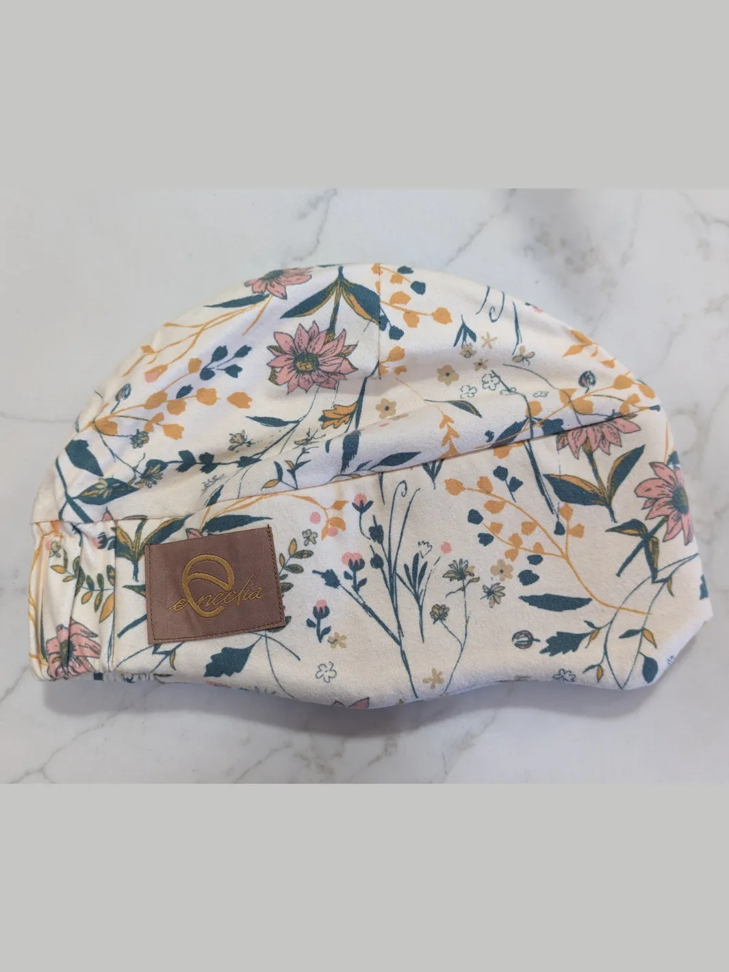 Sleeping Cap with Eye Mask | Breathable Flannel | Ivory Floral