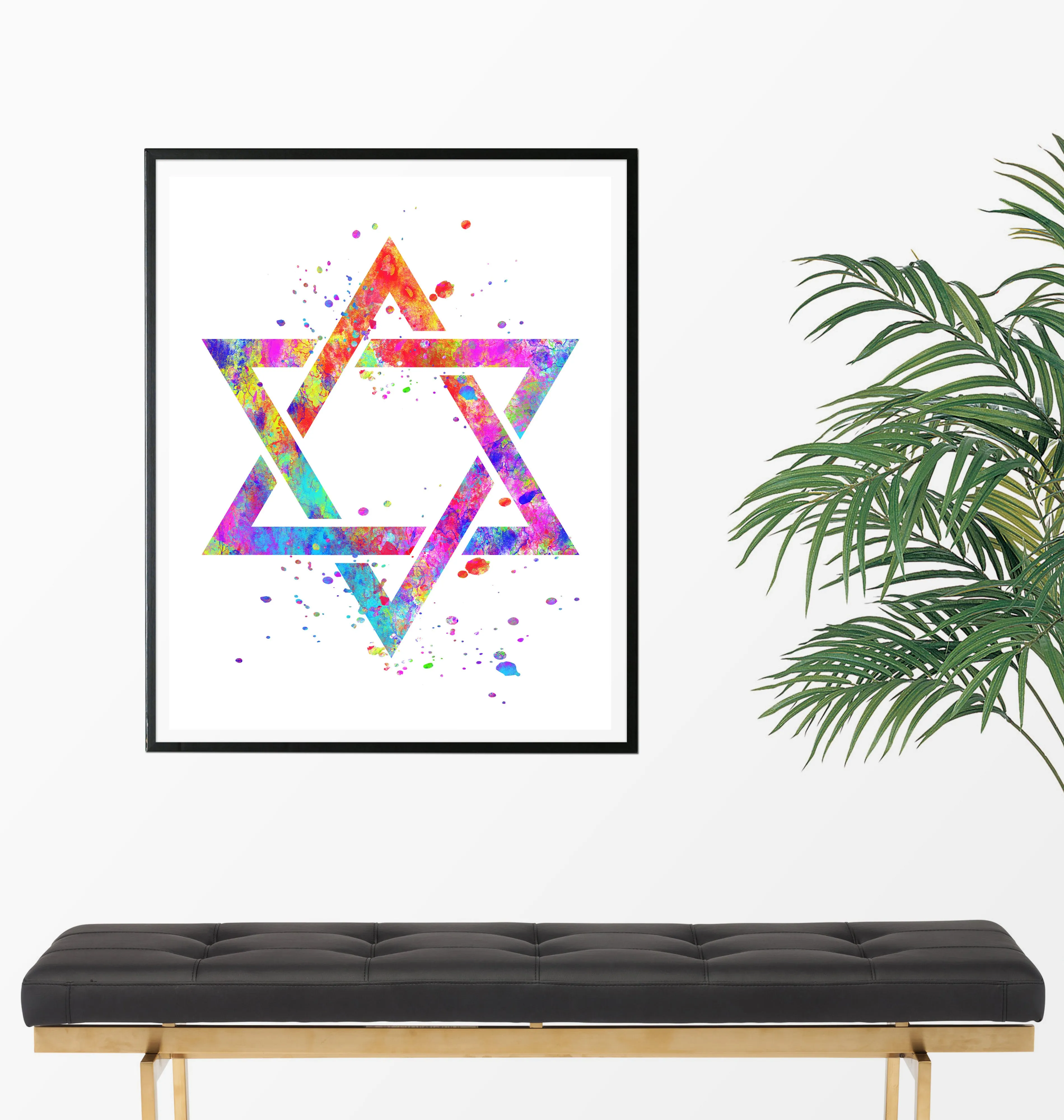 Star Of David Watercolor Art Print - Unframed