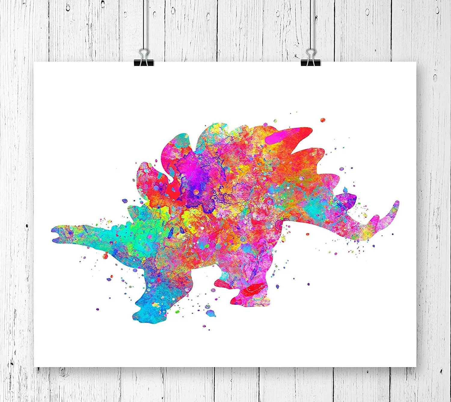 Stegosaurus  Watercolor  Art Print - Unframed