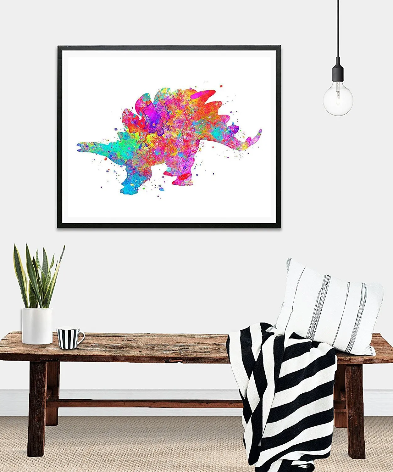 Stegosaurus  Watercolor  Art Print - Unframed