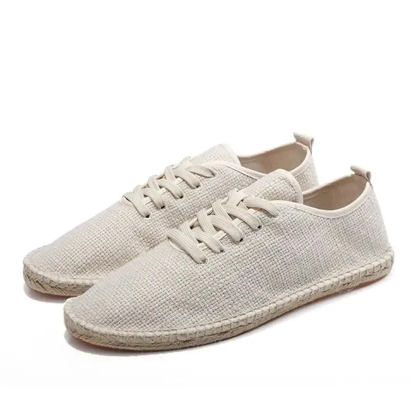 Summer Linen Breathable Casual Flats Shoes Mens Espadrilles Loafers Fashion Men Canvas Shoes Casual Fisherman Driving Footwear