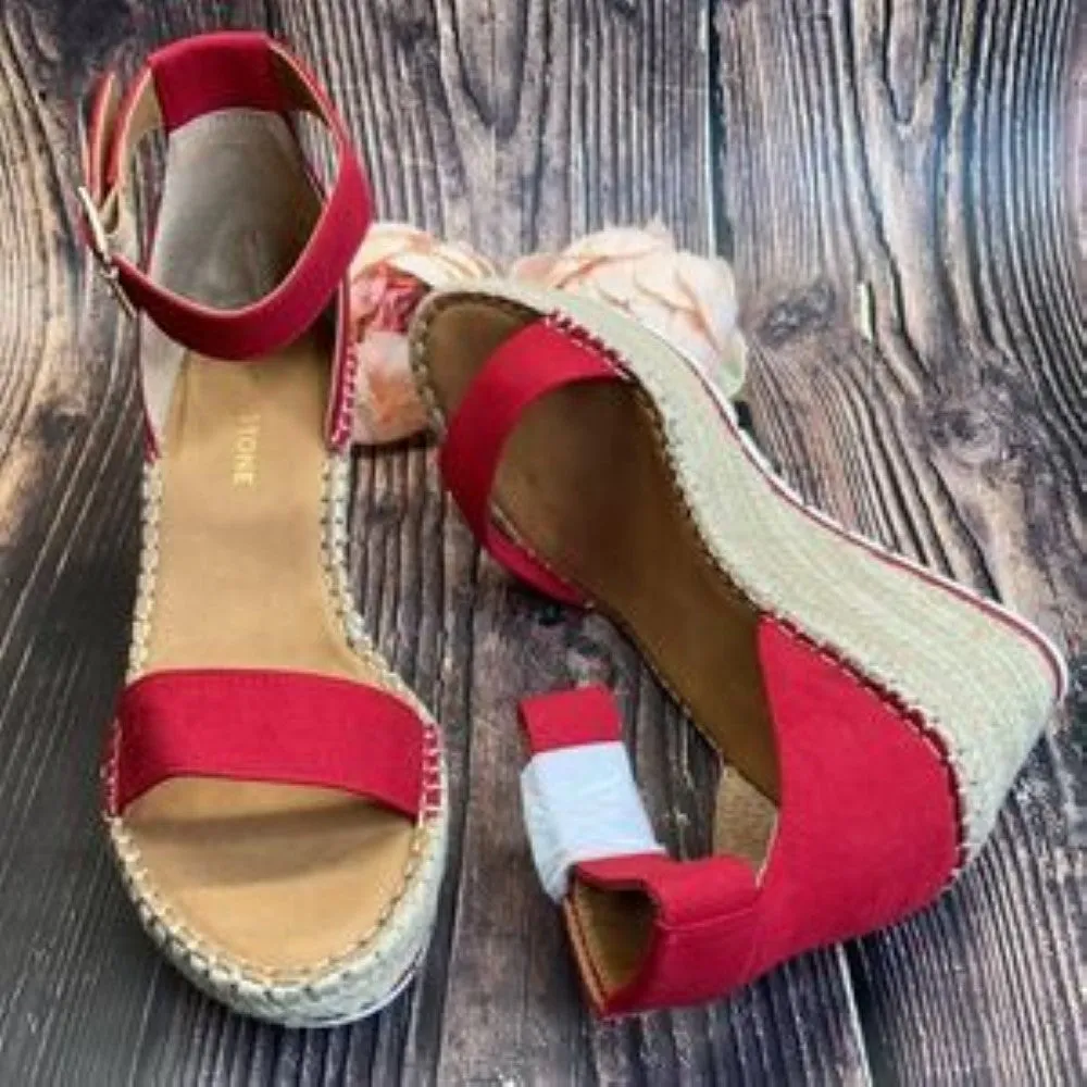 Sun Stone Red Manmade Sandals 9M