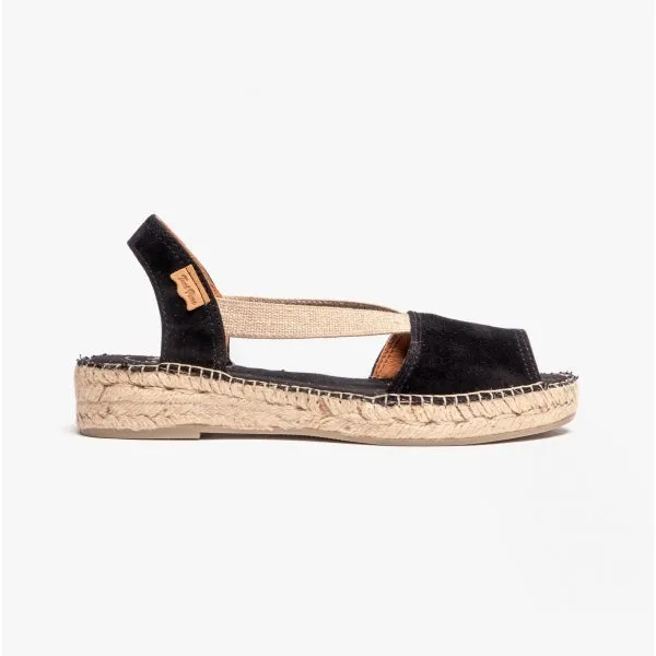 Toni Pons ELLA Womens Suede Open-Toe Espadrilles Black